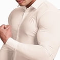 thumbnail image 5 of Breezora Men's Dress Shirt Muscle Fit Slim Fit Long Sleeve Casual Button Down for Sport Business and Everyday Wear L Size Beige, 5 of 6