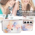 thumbnail image 5 of For Samsung Galaxy S22 Marble Patterned Case with Card Holder, Back Folio Kickstand PU Leather + Soft Crystal Bumper Edge, Magnetic Clasp Back Cover For Samsung Galaxy S22,Marble #1, 5 of 5