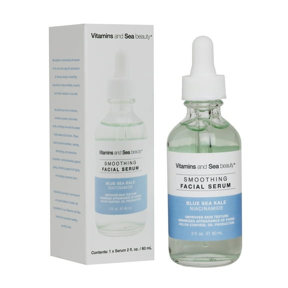 Vitamins and Sea Beauty Blue Kale & Niacinamide Smoothing Serum, for All Skin Types, 2 fl oz