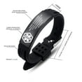 thumbnail image 4 of Black Sport Silicone Medical Bracelets Adjustable Waterproof Medical ID Alert Bracelets for Men Women No nsaids, 4 of 4