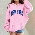 thumbnail image 2 of Telankuip Trendy New York Girls Pullover Hoodies Loose Fit Long Sleeve Kids Hooded Sweatshirts Drawstring Drop Shoulder Casual Comfort Warm Workout Fall Winter Tops Pink 7-8 Years, 2 of 4
