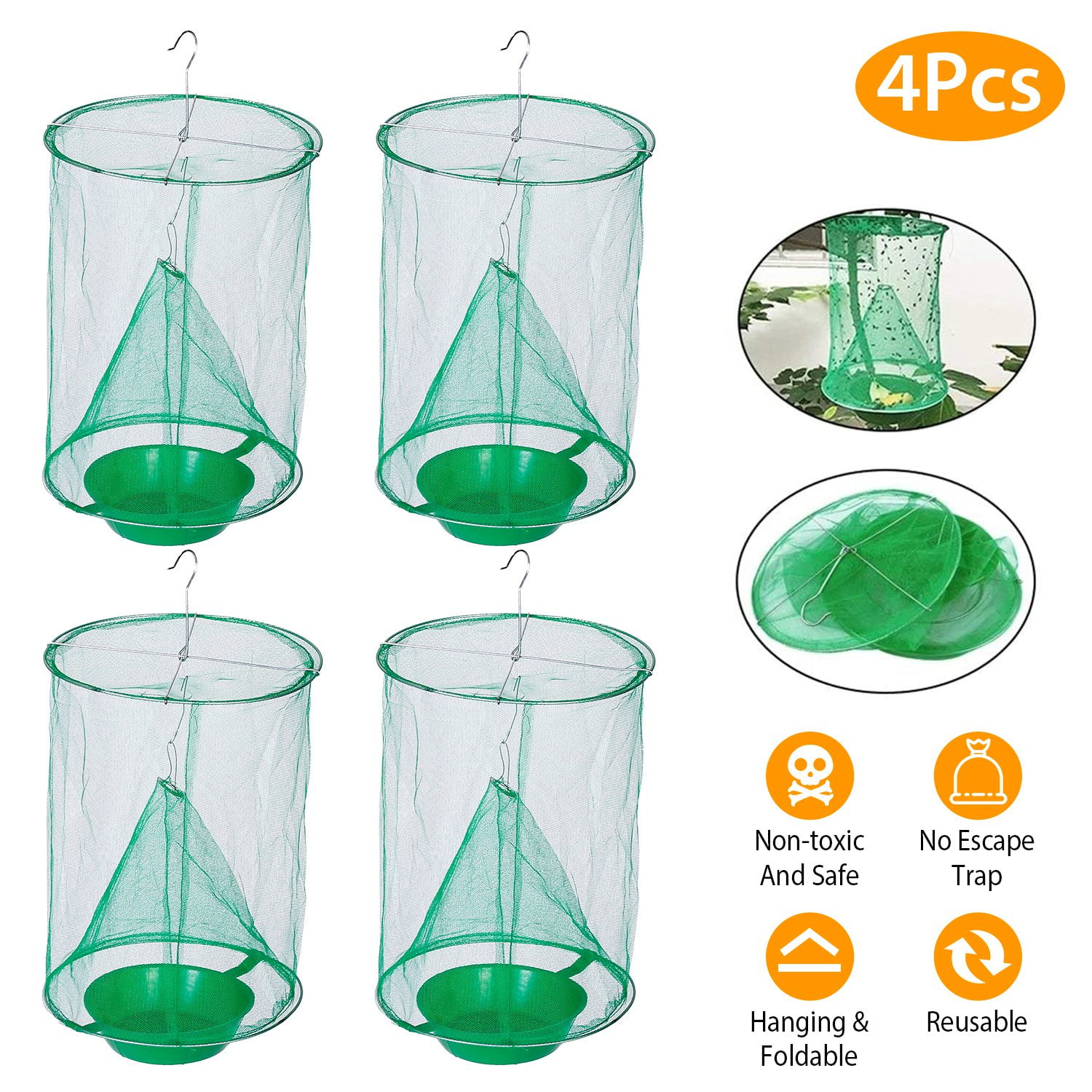 Reusable Insect Killer Net Fly Trap Cage Trap Outdoor Ranch Pest Hanging Catcher 