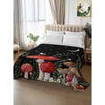 thumbnail image 2 of Mushrooms Black Flat Sheet Only Twin Size, Soft Breathable Bed Top Sheets for Mattress, Botanical Leaf Butterflies Country Moon Luxury Bedding Flat Sheets for Home Hotel Bedroom Bed Protection, 2 of 9