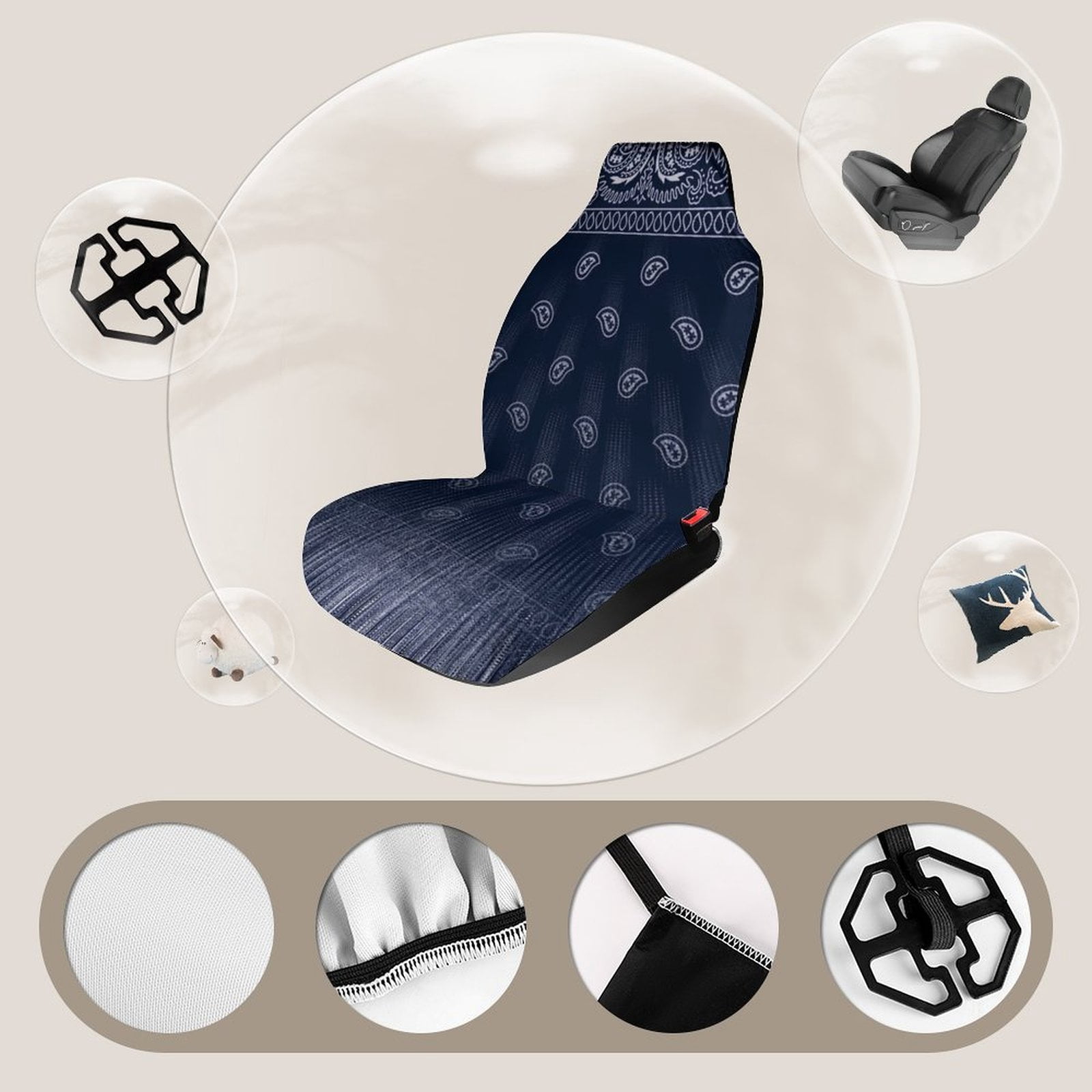 Bandana Pattern Car Seat Covers,Universal Auto Front Seats Protector Fits for Car,SUV Sedan,Truck