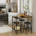 thumbnail image 4 of Modern Stylish Dining Room Set Antique Brown Im.Grain Small-Round Chair Wood/Metal Table for 2 Home Living Furniture, 4 of 10
