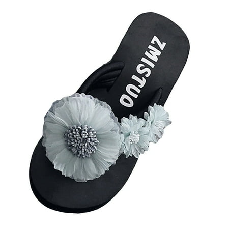 

SEMIMAY Flower Wedges Shoes Slipper Open Toe flop Flip- Women Color Fashion Slip-on Women s slipper