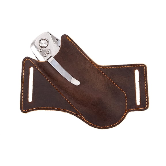 RUIFUU EDC Leather Knife Sheath for Belt, Open Top Pocket Pouch for 5-Inch Folding Knives, 1 Pack, Gift for Men