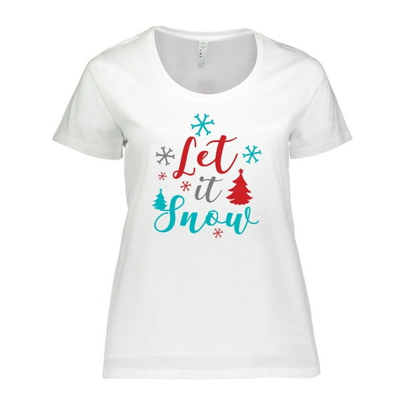 Inktastic Let It Snow, Snowflakes, Christmas - Red Blue Gray Women's Plus Size T-Shirt