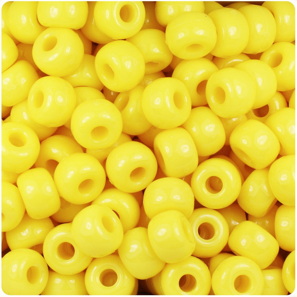 BeadTin Yellow Opaque 11mm Large Barrel Pony Beads (250pcs)