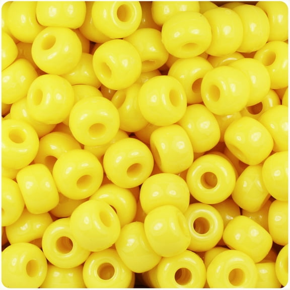 BeadTin Yellow Opaque 11mm Large Barrel Pony Beads (250pcs)
