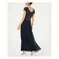 thumbnail image 2 of JKARA Womens Navy Beaded Cap Sleeve V Neck Maxi Evening Sheath Dress 12, 2 of 4