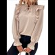 thumbnail image 3 of Blusas de Larga para Mujer, Elegantes, Informales, con Cuello en V y Volantes, de , para el Trabajo, de Moda para Otoño. Albaricoque M, 3 of 10