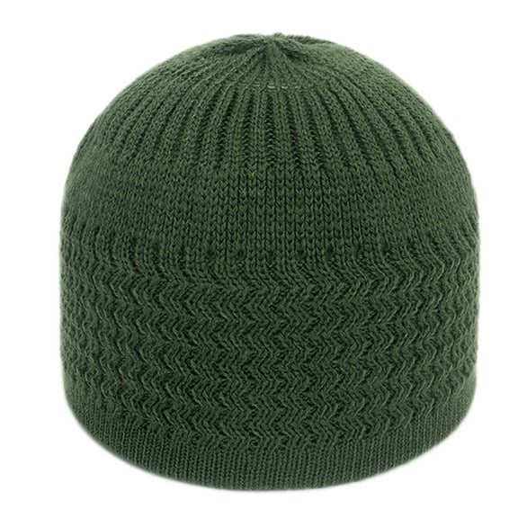 Dyfzdhu Unisex Fashion Keep Warm Winter Hats Knitted Wool Hemming Hat Green