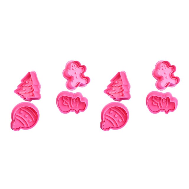 Redempat 4 Pieces/Set Cake Mold Portable Reusable Replacement Christmas Themed Household Kitchen Baking Cookie Mould Tool Pink 2Set