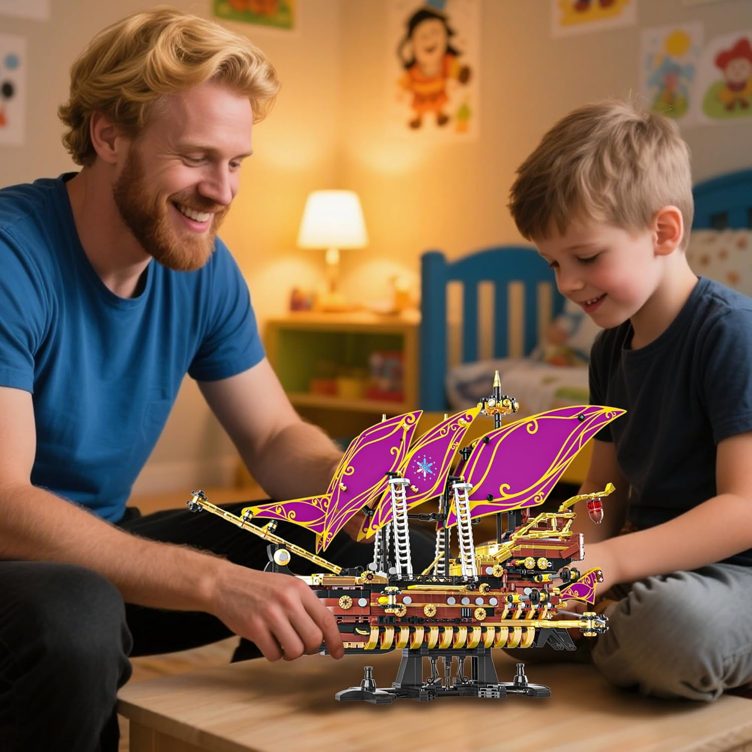 Honchoes Pirate Ship Building Set with LED Compatible with Lego Ship Model Toy for Adults Boys 2285 Pcs