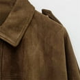 thumbnail image 5 of Holzkary Faux Suede Bomber Jacket Women Fall Fashion 2025 Casual Zip Up Oversized Trendy Winter Clothing Outerwear Coats Spring Lapel Pilot Coat Oversized Long Sleeves Streetwear Outerwear Brown L, 5 of 7