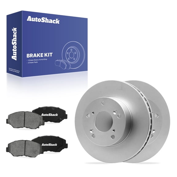 AutoShack Front Vented Coated Brake Rotors   Ceramic Pads 6-PC Brake Kit Replacement for 2015 Honda Civic ArmorStop 10.3" (261.7 mm)