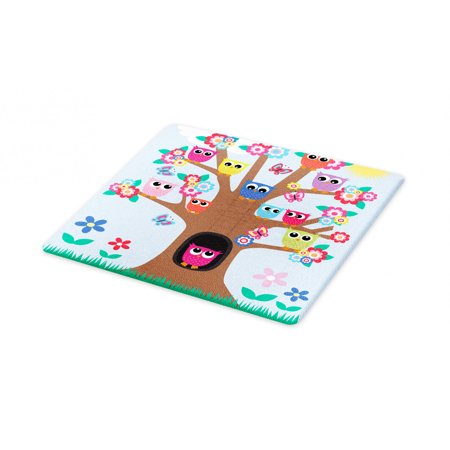 Owl Cutting Board Cartoon Birds And Butterflies On A Tree Nursery