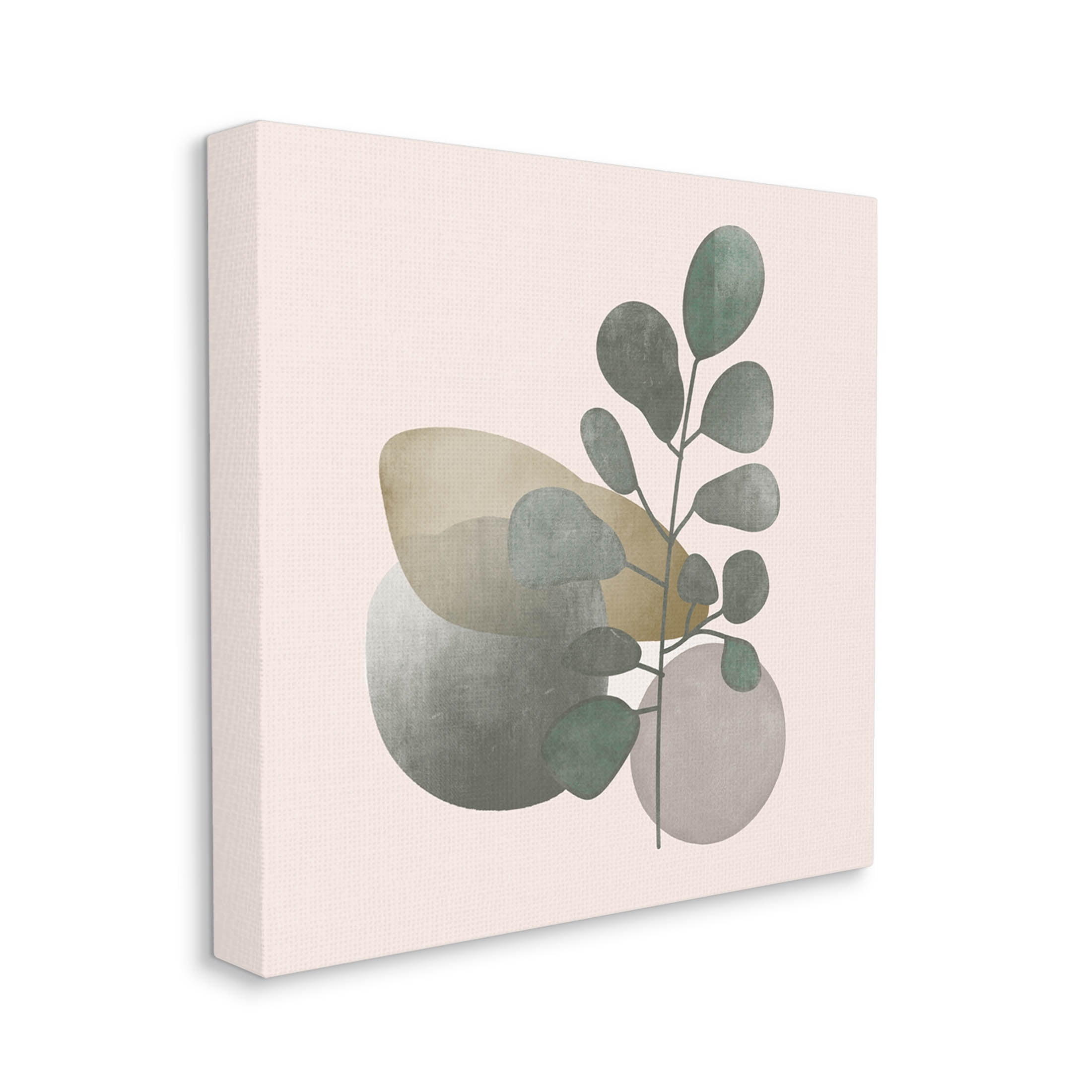 Contemporary Herb Sprig Pebbles Botanical & Floral Graphic Art Gallery Wrapped Canvas Print Wall Art