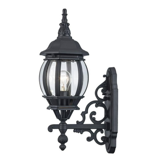 Bel Air Lighting Francisco 19.5 in. 1-Light Black Coach Outdoor Wall Light Fixture with Clear Glass