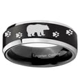 thumbnail image 2 of Bear and Paw 8MM Beveled Edge Brush Black 2 Tone Tungsten Men Ring, 2 of 2
