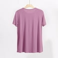 thumbnail image 4 of Sleep Shirts for Women Modal Round Neck Pleated Solid Color Lounge Pajamas Tops Soft Ladies Short Sleeve Pajama Shirt Summer Clearance, 4 of 6