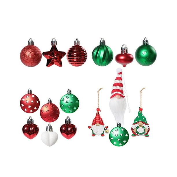 32 piezas de adornos navideños, bolas navideñas, manualidades para decorar el árbol de Navidad. rojo verde