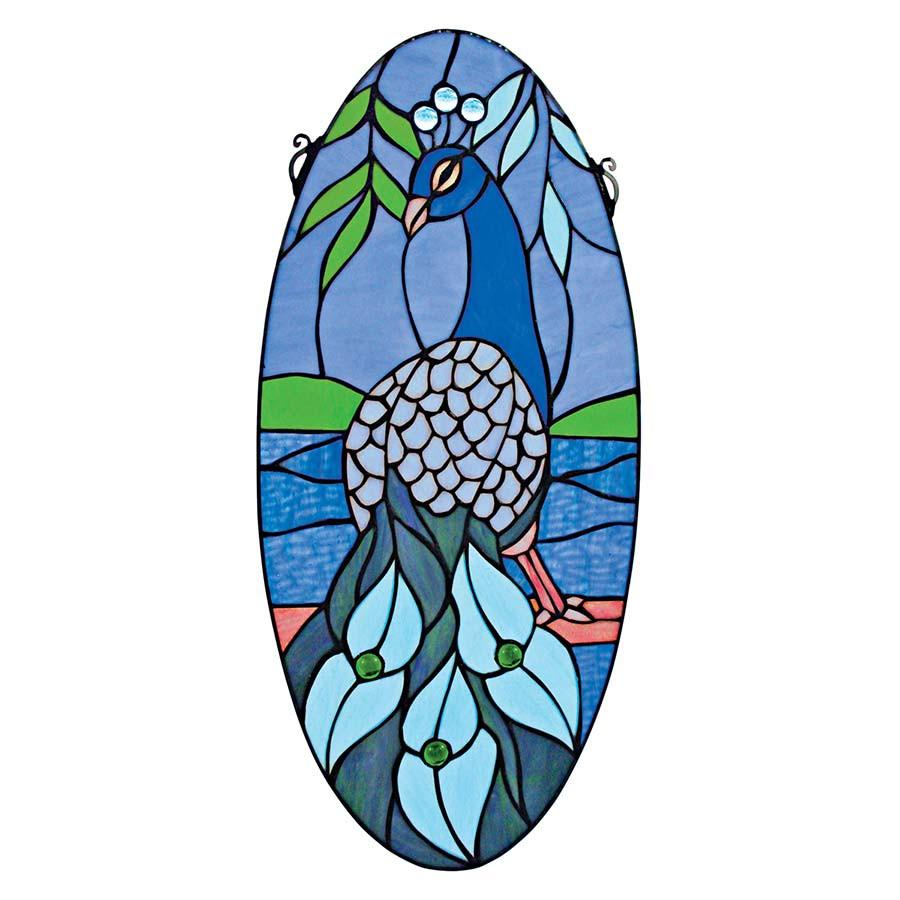 MAJESTIC PEACOCK STAINED GLASS WINDOW