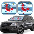 thumbnail image 2 of Bingfone Red Funny Crab On Blue Stripe Windshield Sun Shade 2-Piece Foldable Car Front Window Sunshade For Most Sedans Suv Truck - Auto Sun Blocker Visor Protector Blocks Max Uv Rays - Medium, 2 of 7