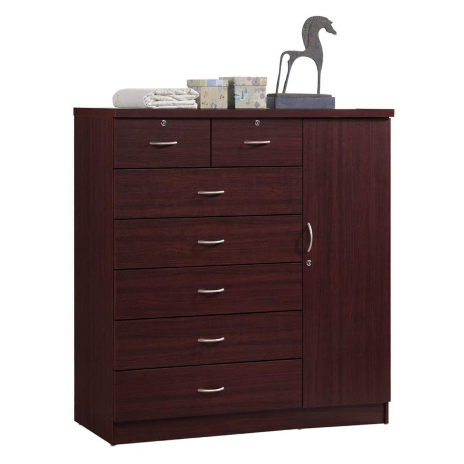 Buy Hodedah Imports 7 Drawer 1 Door Chest, Mahogany Online at Lowest
