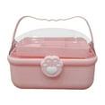 thumbnail image 4 of Caja de almacenamiento de accesorios para el cabello Caja de almacenamiento de joyas Soporte portátil para moños con asa Rosa, 4 of 9
