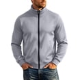 thumbnail image 2 of Men No Hood Zipper Sweatshirt Collared Full Zip Soft Home Comfy Casual Jacket Sweatshirt Fall Winter Outdoor Workout Zip up Fashion Outerwear with Side Pockets, 2 of 9