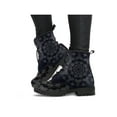 thumbnail image 1 of Ritualay Women Leather Boot Vintage Ankle Boots Floral Short Bootie Non Slip Fashion Booties Outdoor Work Lace Up Blue Black 4.5, 1 of 2