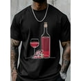 thumbnail image 6 of Men's T-Shirt Single Line Drawing Modern Art Red Wine Line Short Sleeve Casual Tee Classic Crew Neck T-Shirt for Men, S, 6 of 6