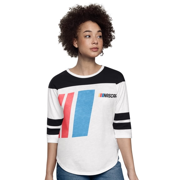 Women's-Starter White NASCAR Grand Slam 3/4-Sleeve T-Shirt