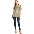 thumbnail image 5 of Sakkas Marzia Women's Loose Fit Short Sleeve Casual Tie Dye Batik Blouse Top Tunic - 19204-Olive - One Size, 5 of 5