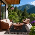 thumbnail image 3 of Garvee Area Rug 8x10ft Bordered Striped Carpet, Stain Resistant Machine Washable Rug Flat Woven Indoor Outdoor Rug with TPR Backing for Patio Balcony Bedroom Living Room, Black Coffee, 3 of 9