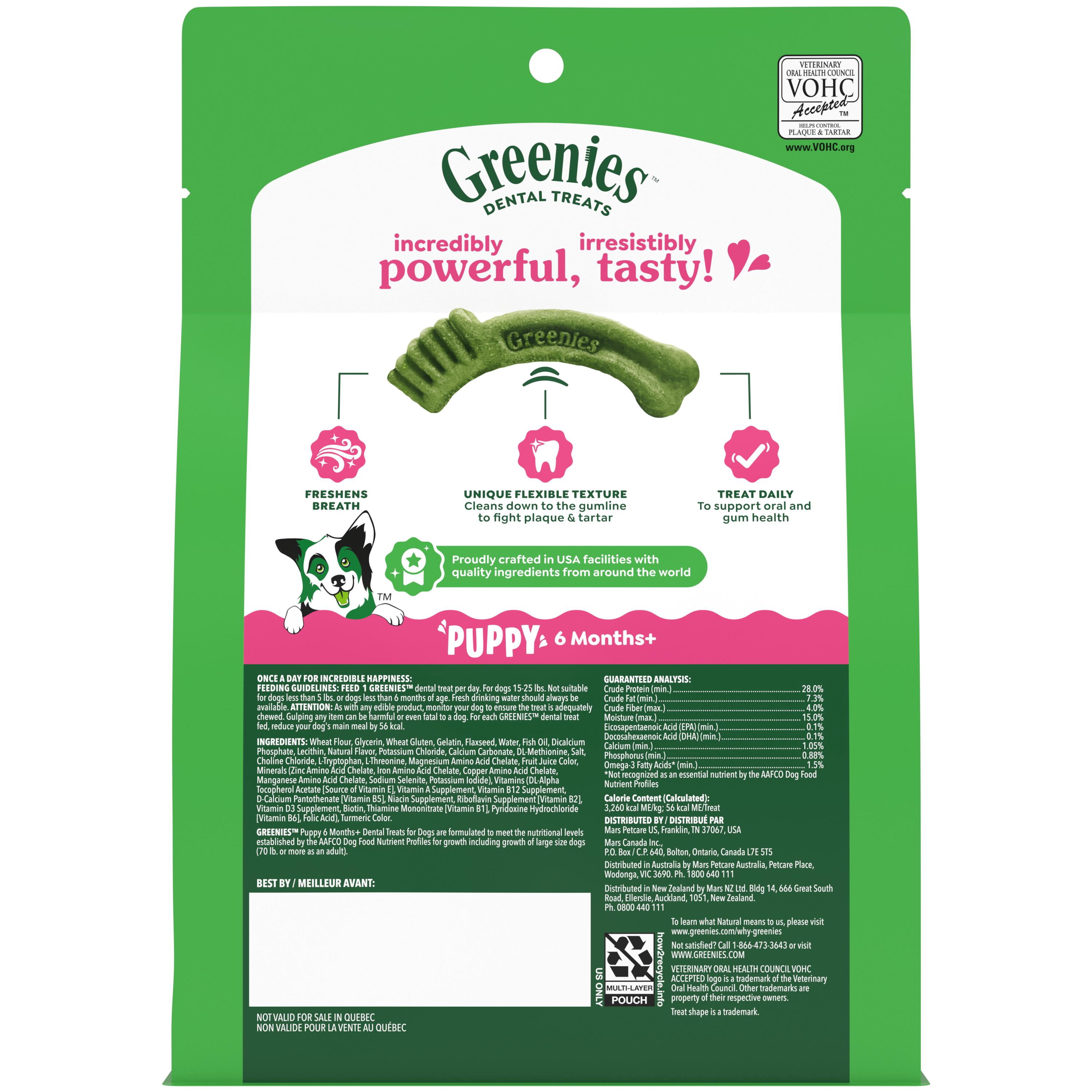 Greenies Natural Dental Puppy Treats Petite Size, Chicken Flavor, 12 oz Pack (20 Count)