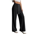 cfhntfmh Wide Leg Pants for Women Elastic Waisted Pleated Baggy Pants ...