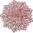 thumbnail image 1 of 6 Pack Red Metallic Round Placemats Leaf Dining Table Decor, 1 of 5