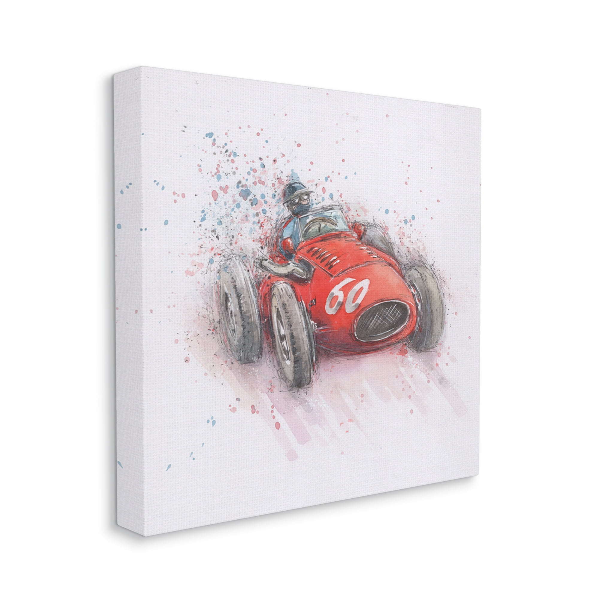 Stupell Industries Vintage Race Car Transportation Painting Gallery Wrapped Canvas Art Print Wall Art, 30 x 30