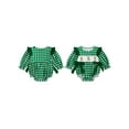 thumbnail image 2 of Miaouyo Infant Baby Girl Christmas Fall Jumpsuit 0 3 6 12 18 24 Months Plaid Print Tree Embroidery Long Sleeve Round Neck Bow Romper, 2 of 9