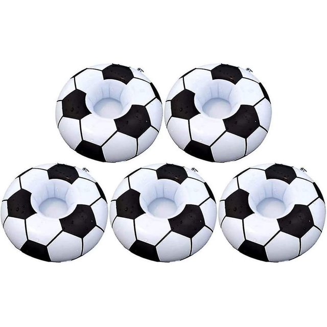 Portavasos inflable, 5 uds., flotadores de piscina para bebidas de fútbol, portavasos, posavasos flotantes inflables