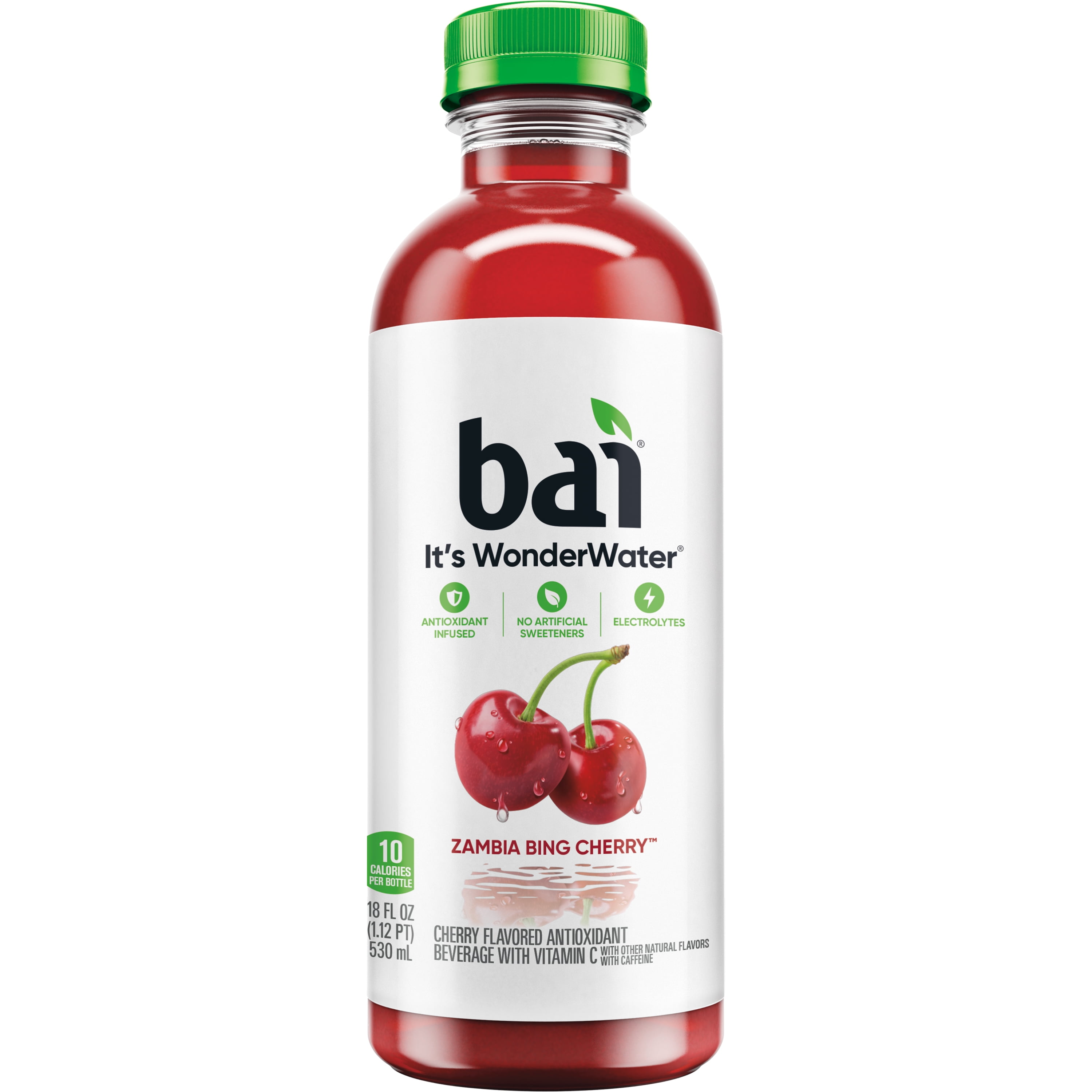 Bai Zambia Bing Cherry Antioxidant Infused Water Beverage, 18 fl oz, 12 Pack Bottles