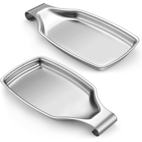 Prichor Spoon Rest for Stove Top, 2-Piece Stainless Steel Spoon Holder for Kitchen Counter, Heavy Duty Large Size Spatula Ladle Utensil Rest, Dishwasher Safe, 8.5 x 4.3 Inch