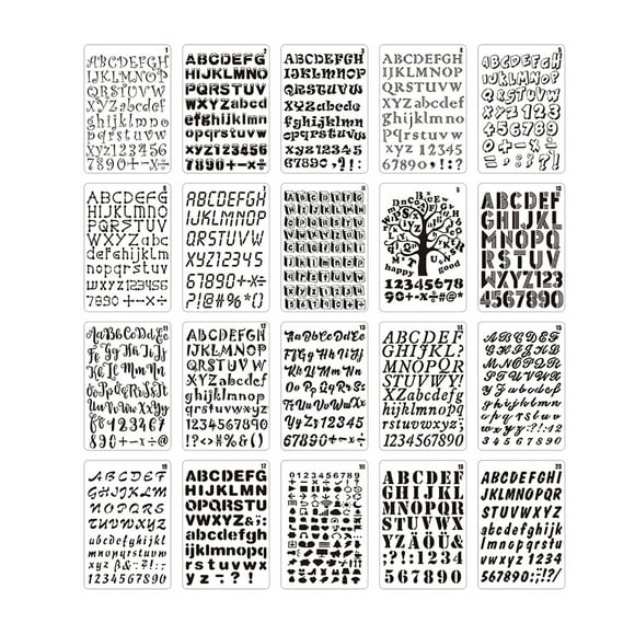 20pcs B5 Alphabet Letter Number Stencils Drawing Painting PET Templates Reusable for Journal DIY Art
