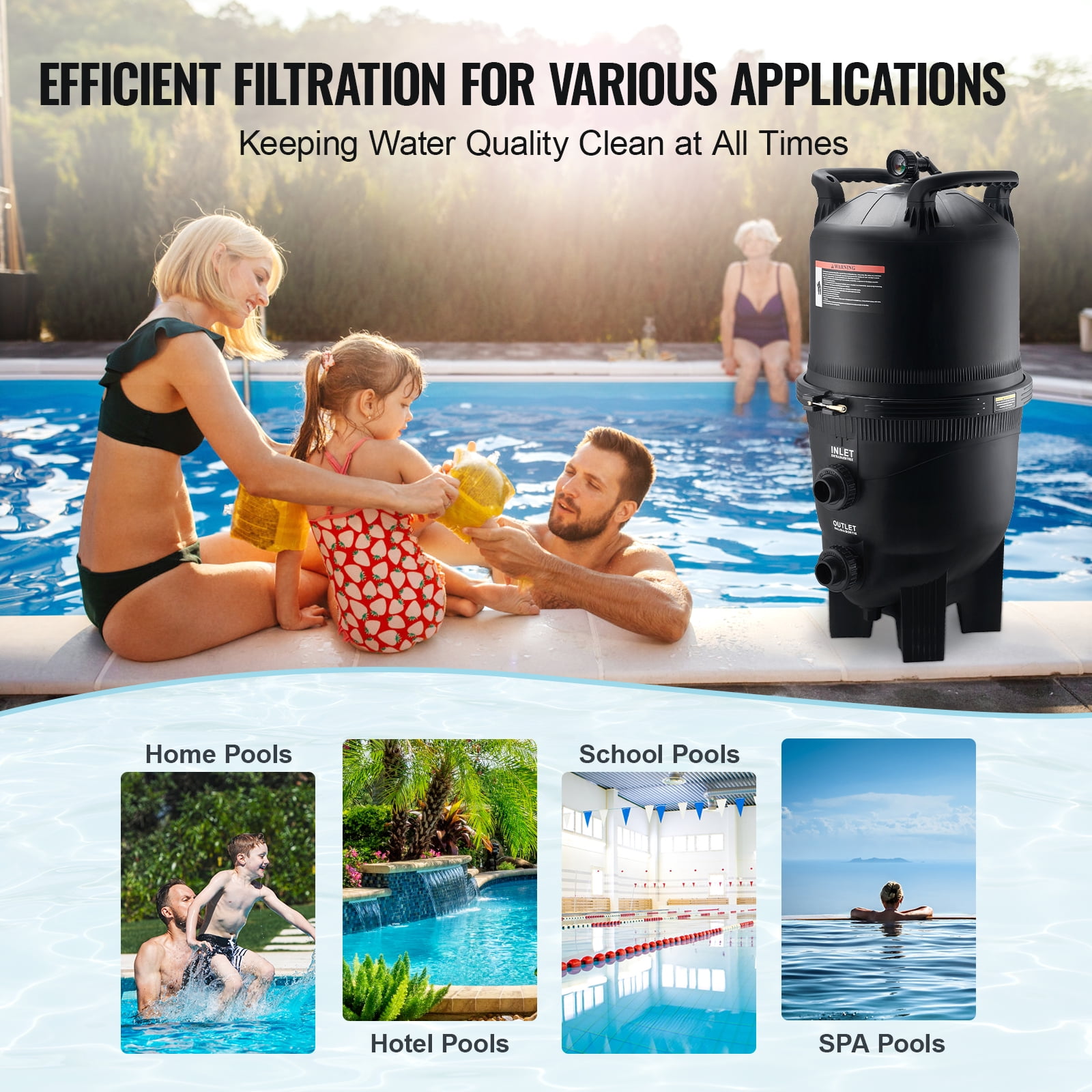 KFFKFF 325Sq.Ft Pool Cartridge Filter In/Above Ground Swimming Pool Filtration