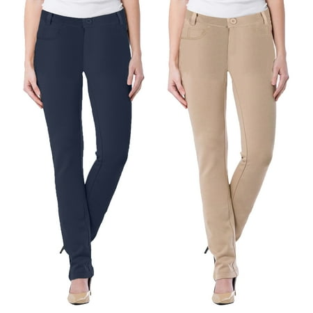 2-Pack Women's Super Stretchy Slim Fit Ponte Pants