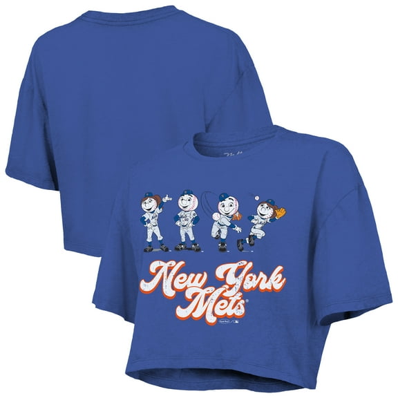 Women's Majestic Threads Royal New York Mets Boxy Crop T-Shirt