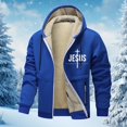thumbnail image 2 of Men's Christmas Hooded Jacket Heavyweight Warm Full Zip Long Sleeve Outdoor Lined Coat Winter Cold Weather Blue 3XL, 2 of 4